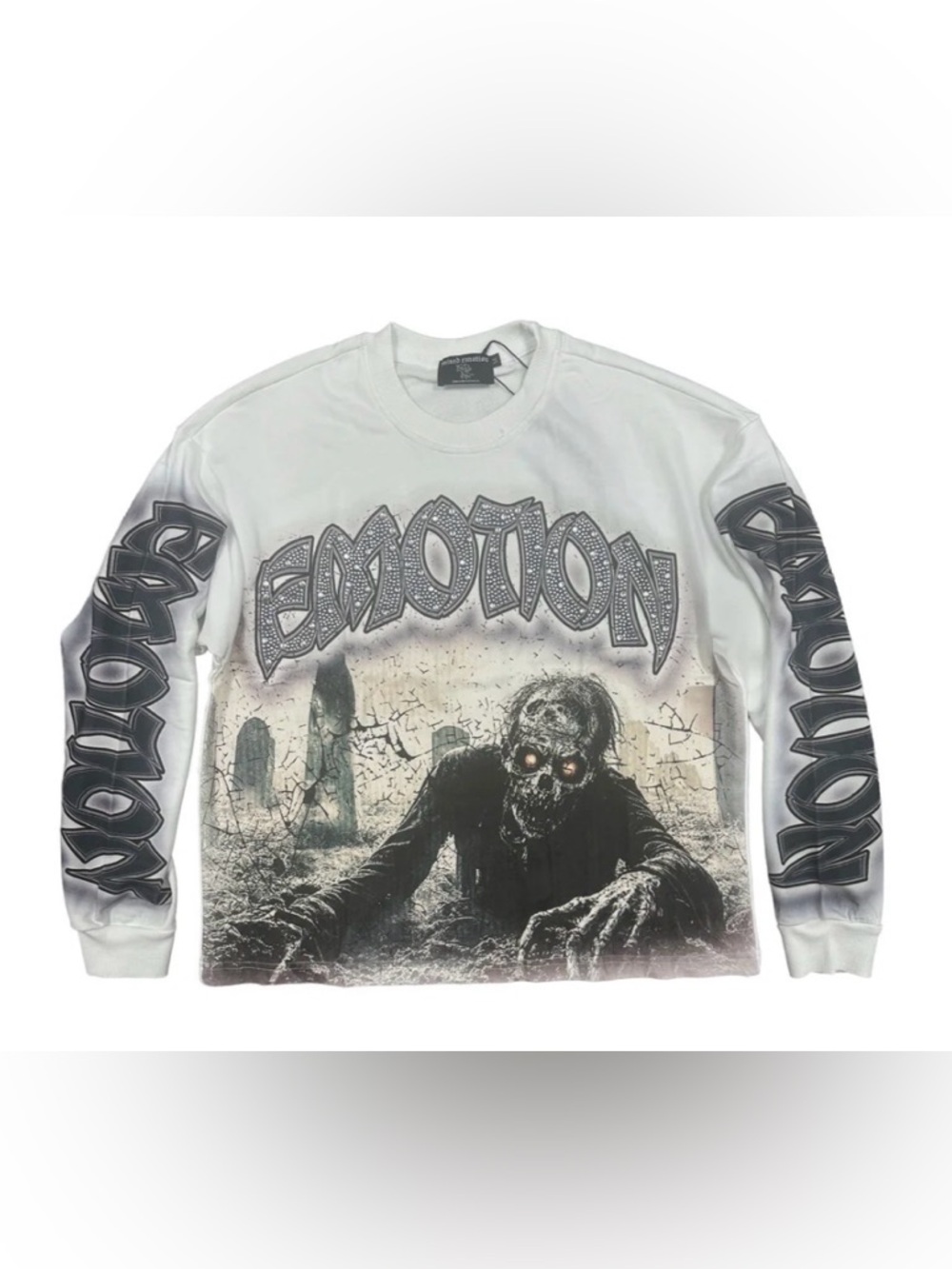 MIXED EMOTION white Resurrection gothic Long Sleeve Tee in White and Black